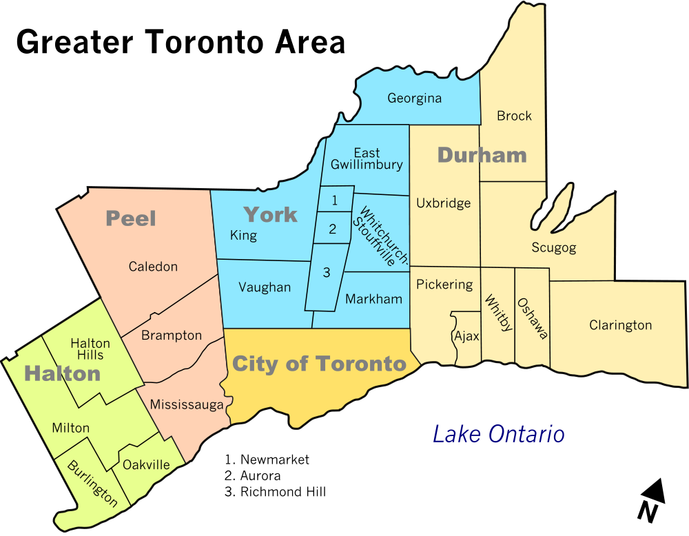 Map of the Toronto Area